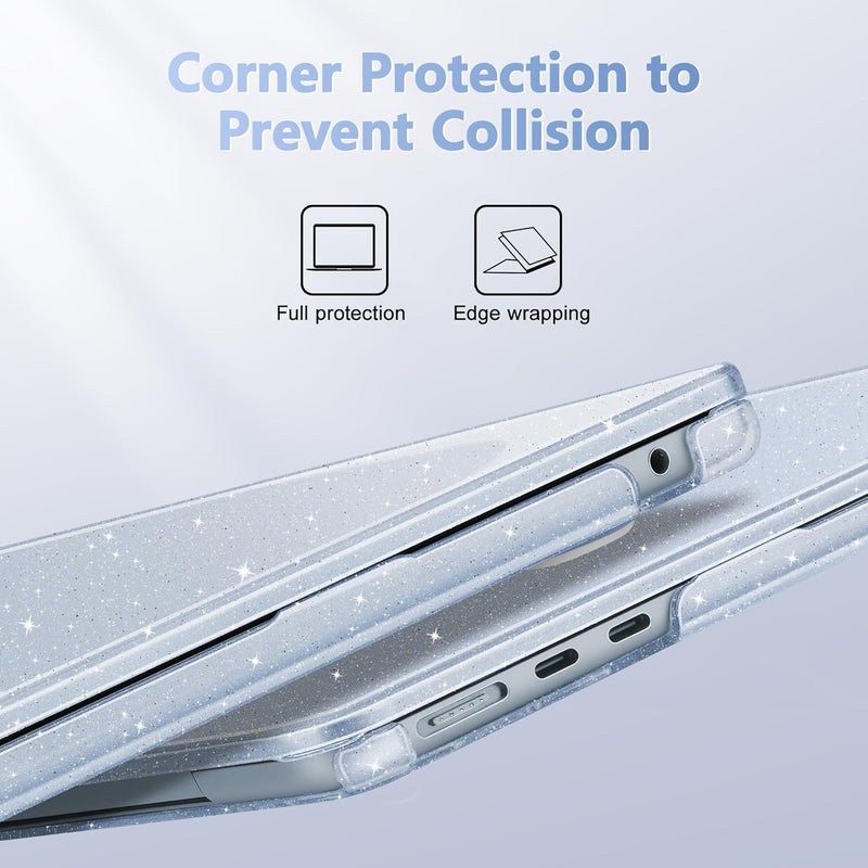May Chen for M4 MacBook Air 13.6 inch Case 2025 2024 2023 2022 Release A3240 M3 A3113 M2 A2681, Plastic Hard Shell Case for MacBook Air 13.6" with Retina Display Fits Touch ID, Blue Glitter - Image 3